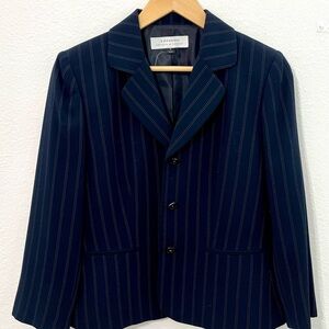 Tahari Navy Double Pinstriped Suit Jacket and Skirt Size 6